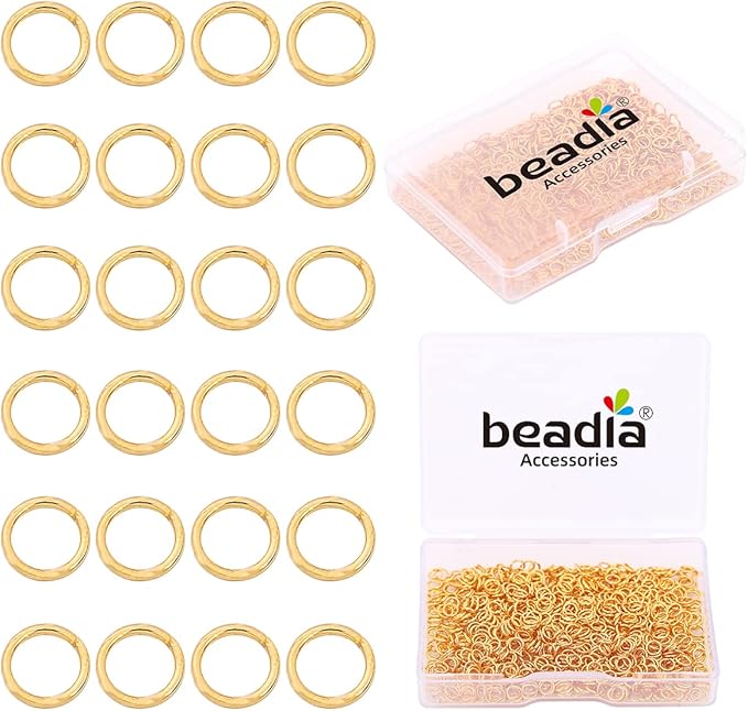 18K Gold Plated Jump Rings Non Tarnish 4mm 900pcs for Jewelry Making Findings