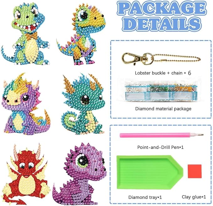Diamond Painting Keychains Kits, Double Sided Diamond Art Keyrings for Adults, DIY Art Key Rings Ornaments Kits