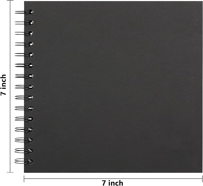 Vienrose DIY Scrapbook Album 7x7 Inch Hardcover Kraft Paper Scrap Book Photo Albums with 40 Blank Pages for Wedding Baby Shower, Black