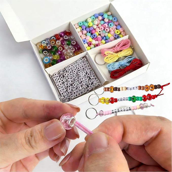 EMYNBO Bead Keychain Making Kit for Adults: 568Pcs Beads for Personalized Message - Complete Set for Creative Expression, Thoughtful Handmade Gifts Craft Projects