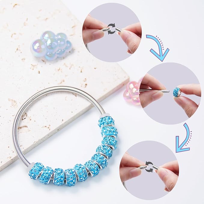 Exway 10 Pcs Expandable Charm Bangle Bracelets Sliver Charm Bracelets Adjustable Spring Bracelet Kit for Crafts DIY Women Jewelry Making