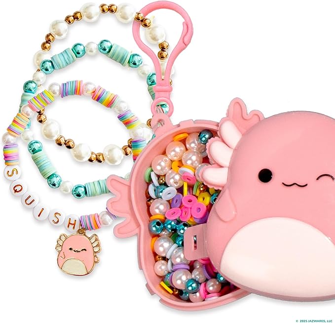 Original Squishmallows Archie The Axolotl Bracelet Kit, Friendship Bracelet Kit, Charm Bracelet Making Kit, Gifts for Girls, Squishmallows for Boys, Craft Kits