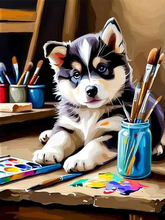 BYGFHLYW Dog Paint by Numbers Kit for Adults Beginners, Animal Easy Adult Paint by Number Kits On Canvas, DIY Acrylic Watercolor Oil Paint by Number for Adults for Home Wall Decor 16X20 Inch