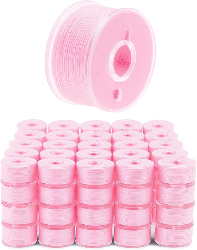 Mandala Crafts 144 Pink SA156 Prewound Bobbins for Singer Sewing Machine -15J SA156 Prefilled Bobbin Thread for Brother Sewing Machine and Embroidery