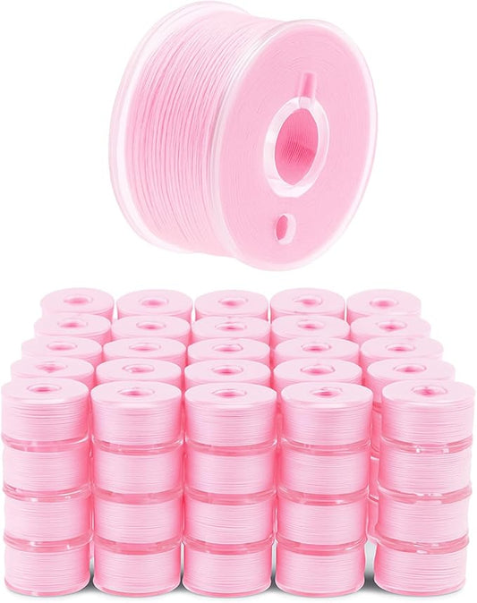Mandala Crafts 144 Pink SA156 Prewound Bobbins for Singer Sewing Machine -15J SA156 Prefilled Bobbin Thread for Brother Sewing Machine and Embroidery