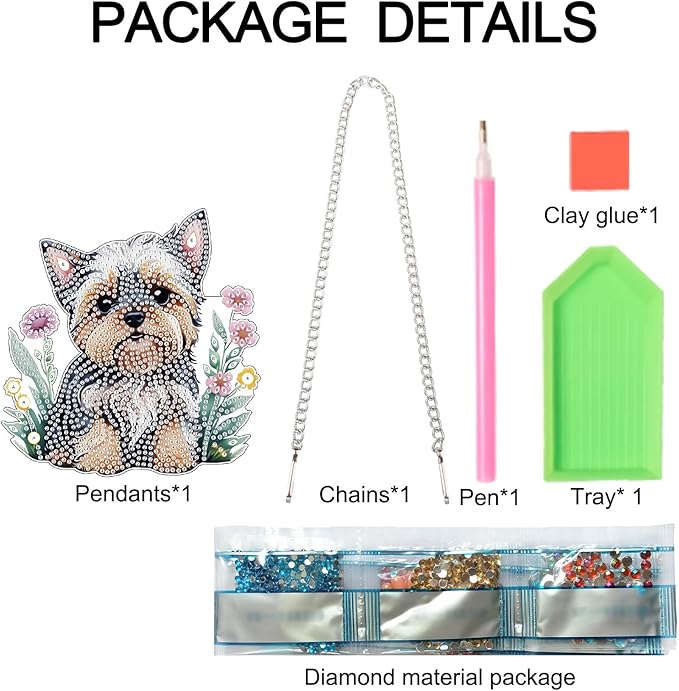 AiYuanzsh Animal Dog Diamond Art Painting Hanging Pendant Kit 5D DIY Diamond Art Painting Dots Acrylic Pendant Diamond Art Pendant for Home Window Xmas Decor Gift