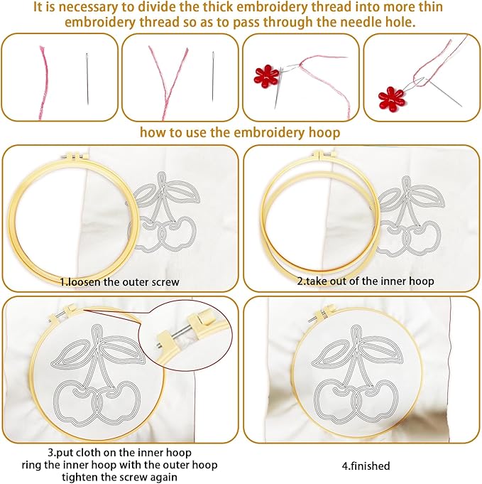 BEUNITONE Abstract Animal Embroidery Kit, 6PC Modern Line Art Needlepoint Kits with Hoops, Instructions, Threads, DIY Craft for Adults Beginners, Home Decor, Hand Embroidery Patterns for Gifts