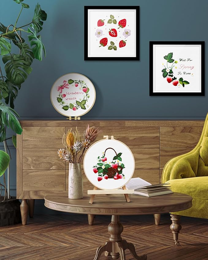 TINDTOP Embroidery Kit for Adult, 4 Pack Cross Stitch Practice Kits for Beginners Include Embroidery Cloth Hoops Threads for Craft Lover Hand Stitch with Embroidery Skill Techniques