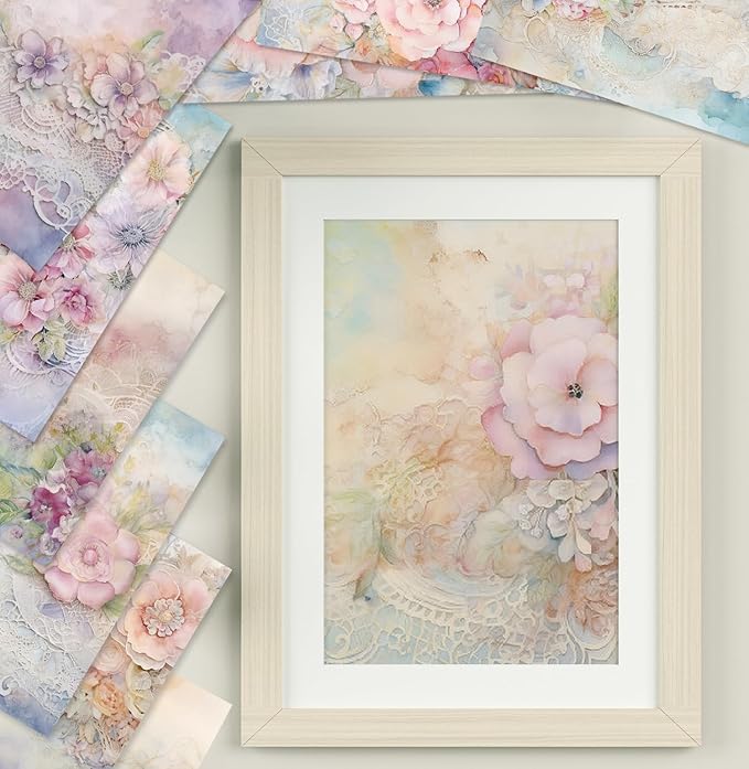 YASMEN Flowers Scrapbook Paper Pad, 6x6 Single-Sided Valentine Cardstock Paper Pad for Card Making, Journals, Planner, DIY Envelopes, Greeting Cards, Decorative Art Craft -24 Sheets