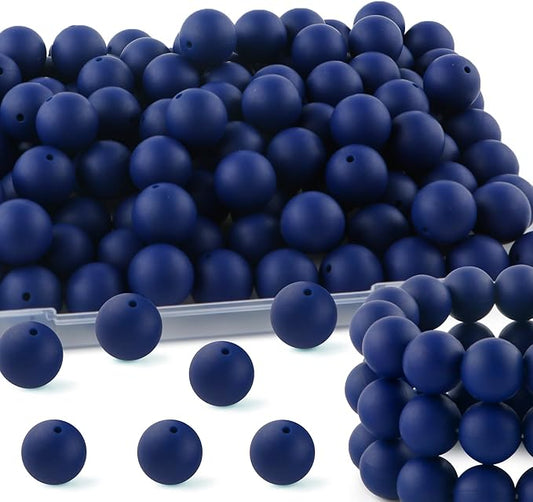 65Pcs 19mm Silicone Beads for Keychain Making Bracelet Necklace, Bulk Round Silicone Beads for Pens(Navy Blue)