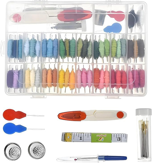 Embroidery Thread, 6 Strand Hand Embroidery Supplies Rainbow Embroidery Floss, Cross Stitch Thread for Bracelet, DIY Crafts, Sewing, Embroidery Supplies (50 Colour)