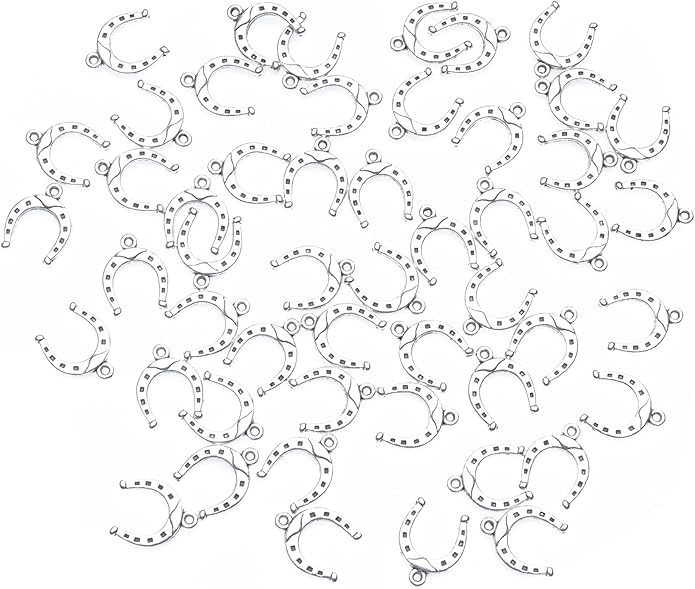 50 Pcs Horseshoe charms Metal Vintage Pendants for Jewelry Making Finding Kits Necklace Bracelet Crafting Keychain Key Rings DIY Gift Idea Accessories Supplies