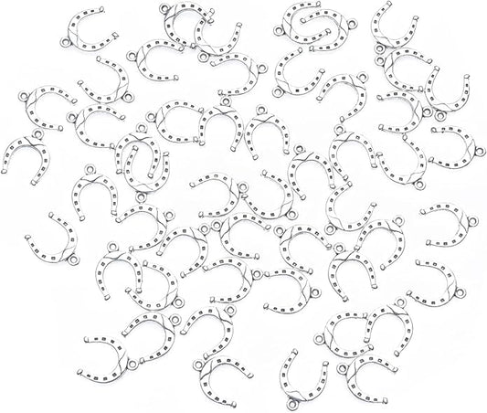 50 Pcs Horseshoe charms Metal Vintage Pendants for Jewelry Making Finding Kits Necklace Bracelet Crafting Keychain Key Rings DIY Gift Idea Accessories Supplies