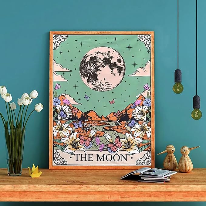 3 Pack Tarot Cards Stamped Cross Stitch Kits - Sun Moon Stars Embroidery Kits for Beginners Adults,11 CT Patterns Dimensions Counted Cross Stitch Kits Arts Craft Kits 12 x 16 inch