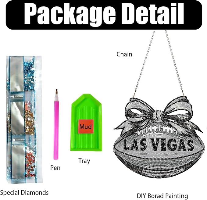 Rertcioph Football Diamond Art Hanging Kit for Adults, DIY Acrylic 5D Diamond Painting Hanging Ornament for Las Vegas Home Wall Decor and Gift