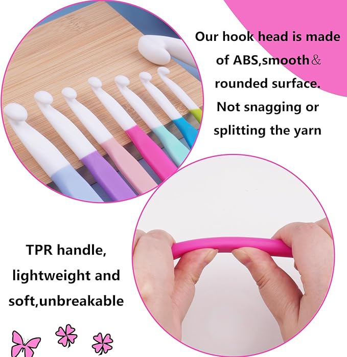 Hobekoee 9mm Large Crochet Hook,Big Crochet Hooks for Chunky Yarn,Extra Long Crochet Hooks with Soft Ergonomic Handle for Crocheting Yarn,Wool Roving