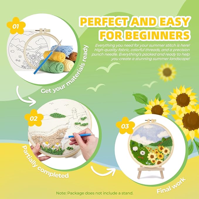 Punch Needle Kits Adults Beginner,Embroidery kit for Beginners,Punch Needle kit for Beginners, Includes All Tools and Materials,Easy to Follow Instructions and Videos(Spring is in Full Bloom)