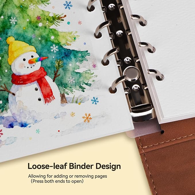 LIGHTWISH Watercolor Pad - A5 20 Sheets 100% Cotton 300GSM Cold Press Paper | Detachable with Backing Board | All-in-One Travel Watercolor Journal with Brush Holders & Storage Pockets