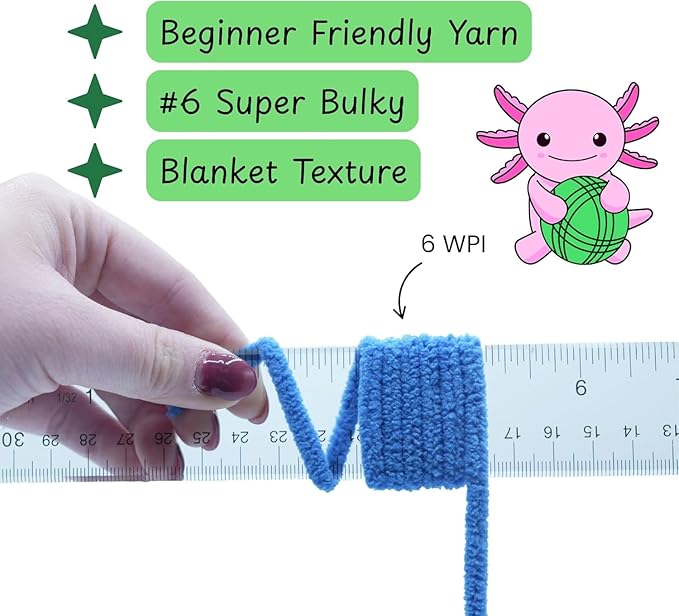 Size 6 Chenille Yarn 50g/32yds, 100% Polyester, Never Compressed to Keep Yarn Fluffy, 1 Pack, Each Skein - 1.76oz/50g, 32yds/35m, for Crocheting and Amigurumi, Bright Navy, Color 11