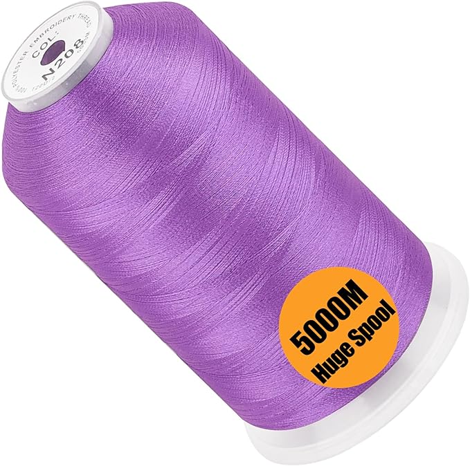 New brothread - Single Huge Spool 5000M Each Polyester Embroidery Machine Thread 40WT for Commercial and Domestic Machines - Purple(Janome Color)