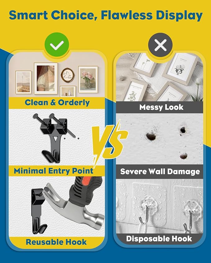 Uniclife 329 Pcs Heavy Duty Picture Hanging Kit, 10 lb, 20 lb, 30 lb, 40 lb, 75 lb Picture Hanging Hooks with Nails, D Ring Picture Hangers Sawtooth Picture Hangers Picture Hanging Wires & Screw Hooks
