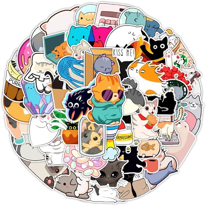 50Pcs Waterproof Vintage Stickers,Scrapbooking Supplies Kit,Aesthetic Decorative Craft Sticker for Planner, Bullet Journaling, Junk Journal, Water Bottles, Laptop, Retro Craft.Weird Cat