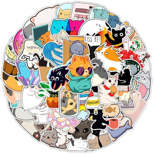 50Pcs Waterproof Vintage Stickers,Scrapbooking Supplies Kit,Aesthetic Decorative Craft Sticker for Planner, Bullet Journaling, Junk Journal, Water Bottles, Laptop, Retro Craft.Weird Cat