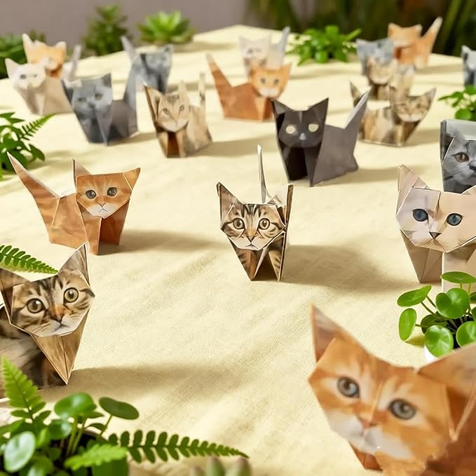 Diy Origami Paper Cats, 50 Sheets Diy Origami Paper To Fold 3d Cute Cat Figures (cat)