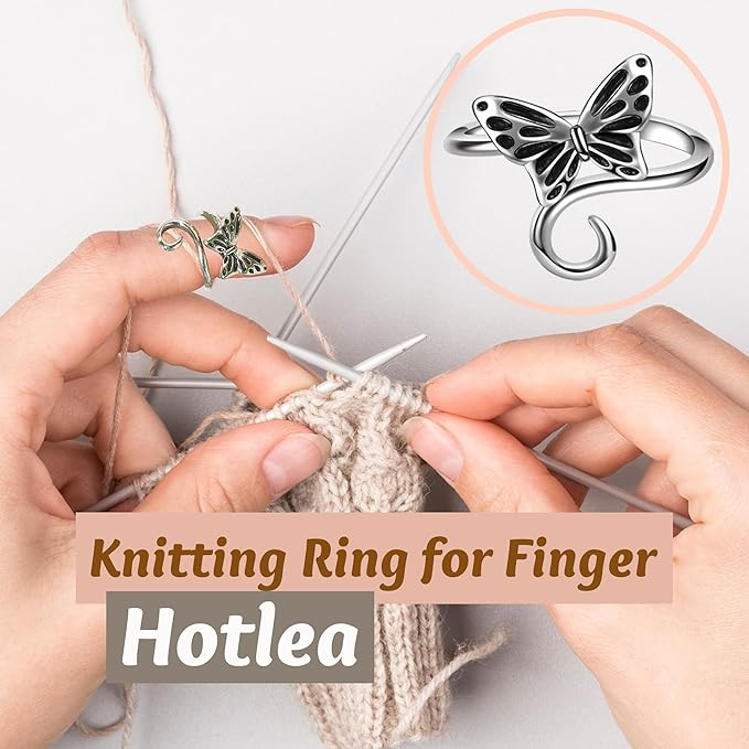 4 Pieces Crochet Ring for Finger Adjustable Yarn Tension Rings for Crocheting Yarn Guide Knitting Rings Crochet Tools