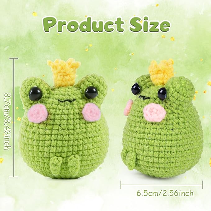 VOCHIC Crochet Kit for Beginners Frog Crocheting Knitting Kit DIY Crochet Starter Kit with Step-by-Step Video Tutorial Gift for Friends Adults