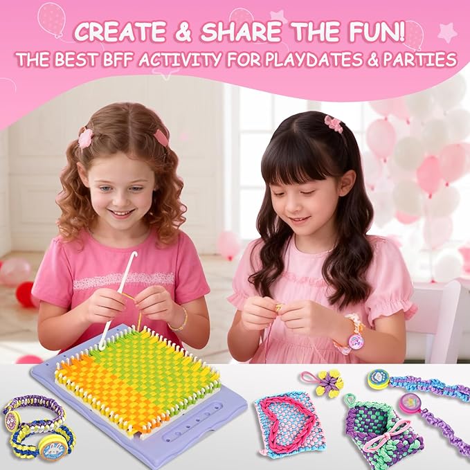 ZQIN Friendship Bracelet Making Kit for Girls 8+:Quick Maker DIY Arts and Crafts Toys, Best Christmas & Birthday Gifts for 6-12 Year Old Girls (Pink)