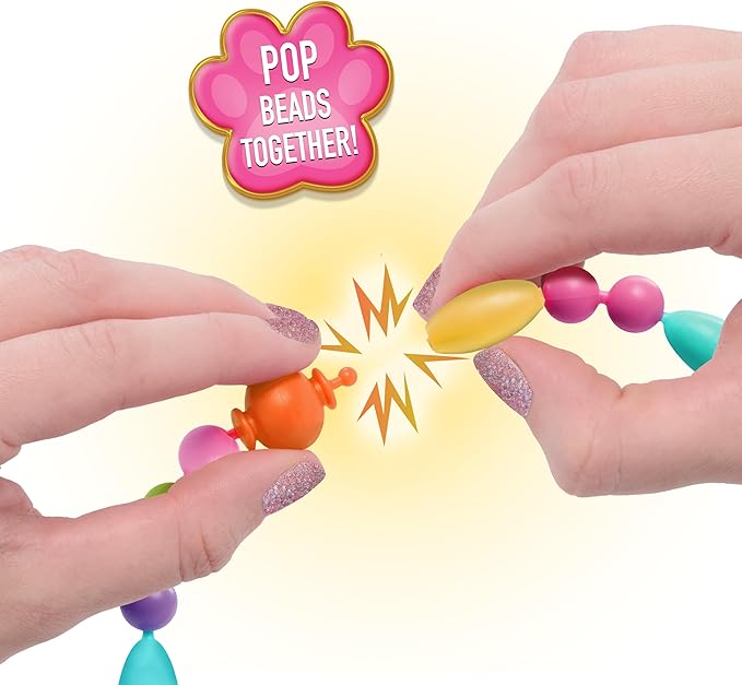 Disney Junior SuperKitties Pop Beads Jewelry Kit – 100 Pop Beads & 2 Character Charms, Easy Snap-On Necklace & Bracelet Craft Set for Kids Ages 3+