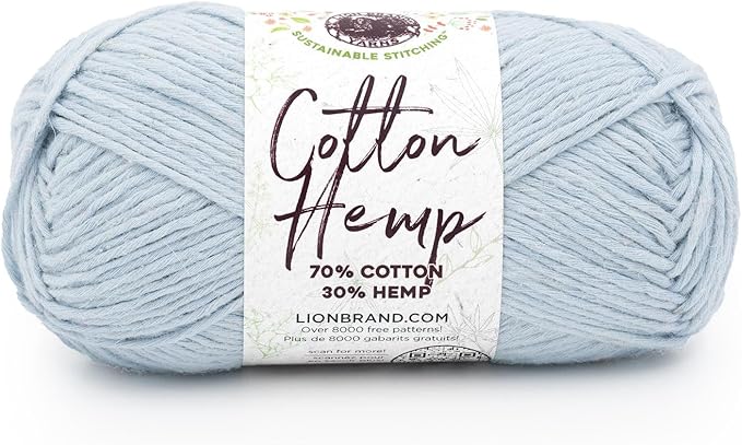 Lion Brand Yarn Cotton Hemp Soft, Durable Yarn for Crochet and Knitting, 1 Pack, Aero