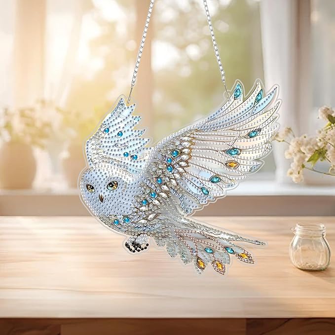 RYMILIE Diamond Art Hanging Kits for Adults, Special Shaped Diamond Painting,Double Sided 5D DIY Acrylic Diamond Art Painting Window Pendants Home Garden Wall Hanging Kits Snowman Ornament