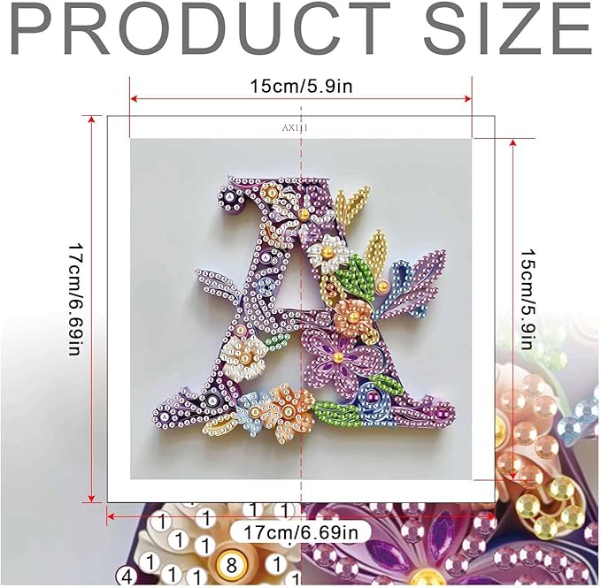 MVVMTOP Diamond Painting Kit, 5D DIY Letter A, Special Shape Crystal Artificial Diamond Art Partial Mosaic Handicraft for Beginners, Wall Decor Gift for Bedroom, Office, Living Room 6.7x6.7in