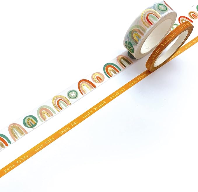 Paper House Productions This is Us Mandy Ford Set of 2 Foil Accent Washi Tape Rolls for Scrapbooking and Crafts - Rainbow Inspiration