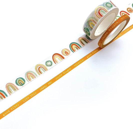 Paper House Productions This is Us Mandy Ford Set of 2 Foil Accent Washi Tape Rolls for Scrapbooking and Crafts - Rainbow Inspiration