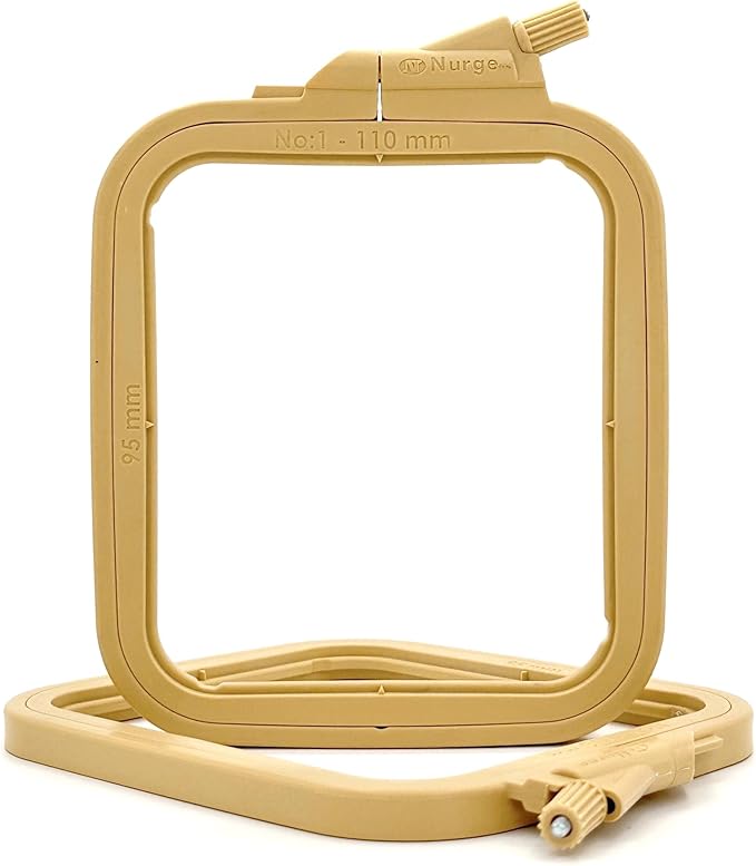 nurge square embroidery hoop - plastic cross stitch frame for needlepoint & embroidery - adjustable craft hoop - beige - no:1 (x small)