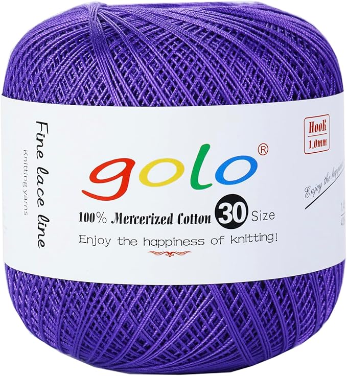golo Crochet Thread Size 30 Yarn for Hand Kniting Yarn for Tatting Purple 258