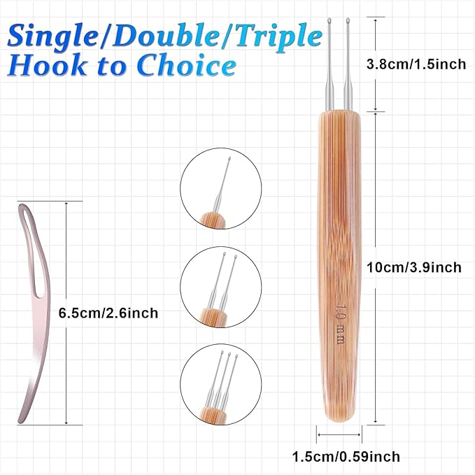 6PCS Dreadlock Crochet Needle for Dreadlocks 1.0mm, Durable Dreadlock Crochet Hooks for Hair with Interlocking Tool, Excellent for Maintaining Real Dread Loc