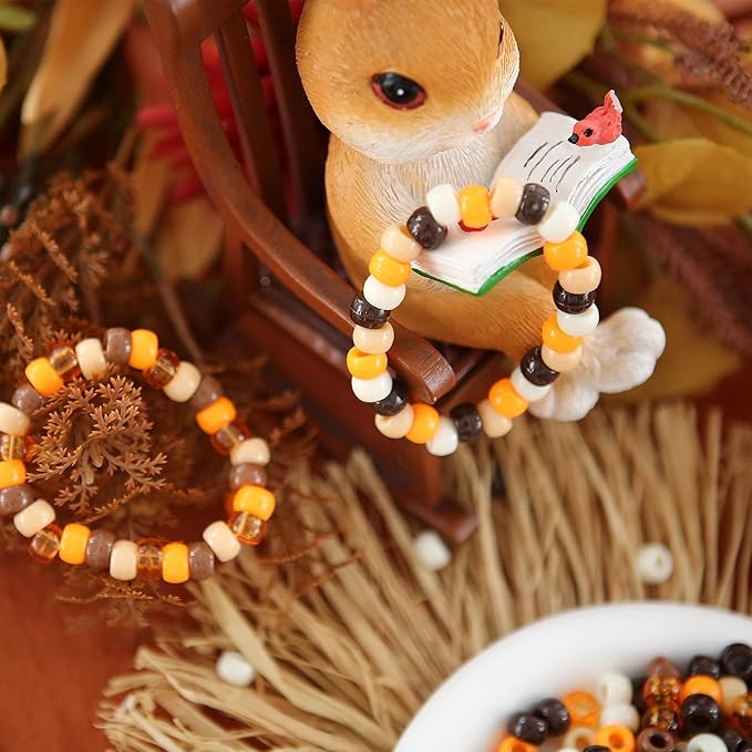 megoogo 1000pcs pony beads bulk for friendship bracelets brown orange maillard fall beads hair beads for braids crafts making fall thanksgiving day party decoration supplies