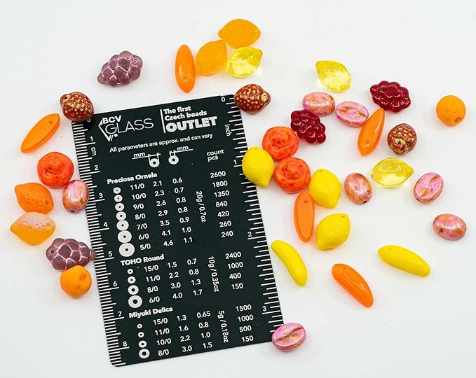 1.4oz (40g = 35 pcs) of Fruit Czech Glass Bead Mix with Lemon, Banana, Grape, Coffee and Other Fruit Beads