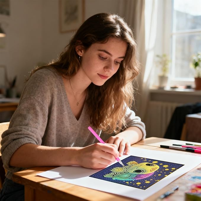 PERFECTSIGHT Cute 5D Diamond Art Kits with Wooden Frame, Kawaii DIY Painting Art for Adults, Diamond Arts and Crafts Sets, Big Gem Full Drill Diamond Dots for Women Beginners (Tortoise)