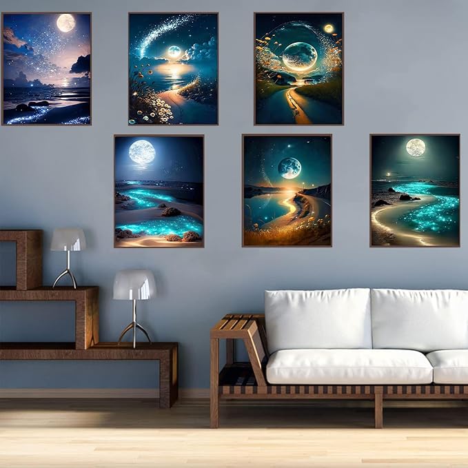 DOTZSO 6 Pack Diamond Painting Adult 5D Diamond Painting Kit DIY Full Diamond Art kit with Crystal Art and Craft for Beginners 12x16 Inches (Moon Lake)