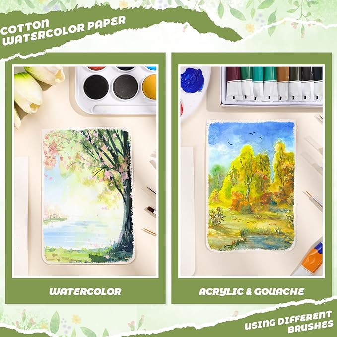 40 Sheets Watercolor Journal 4x6”, 140 lb/300 GSM Watercolor Sketchbook Cold Press Watercolor Paper Watercolor Notebook for Painting, Drawing