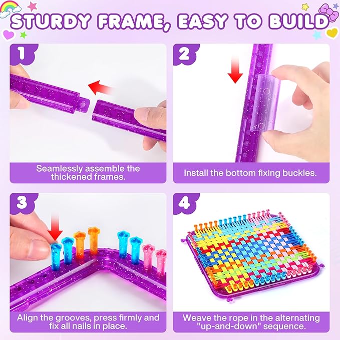 478 Pcs Weaving Loom Kit with Portable Case, Perfect for Making Handbags, Potholder Maker, Bracelet for DIY Crafters & Makers, Complete Craft Kit with Hooks, Gift for Christmas, Birthday, Purple