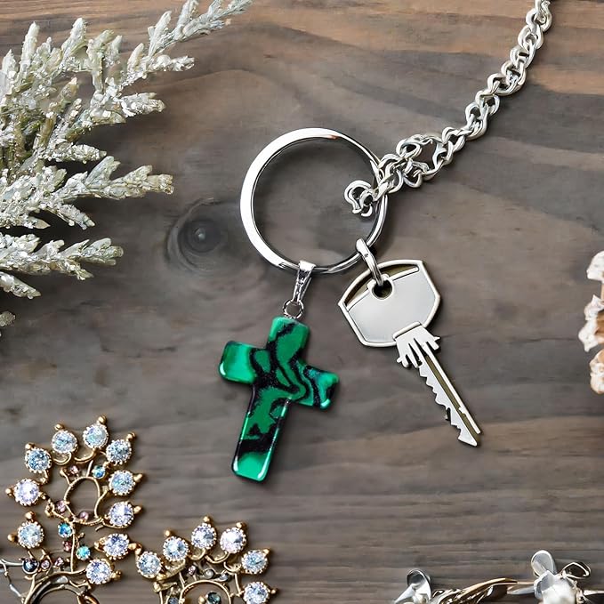 Cross Charms for Jewelry Making Kit - 40-Piece Assorted Gemstone Cross Charms, 10 Colors - Storage Case & Pendant Bails, Keychain Making Kit