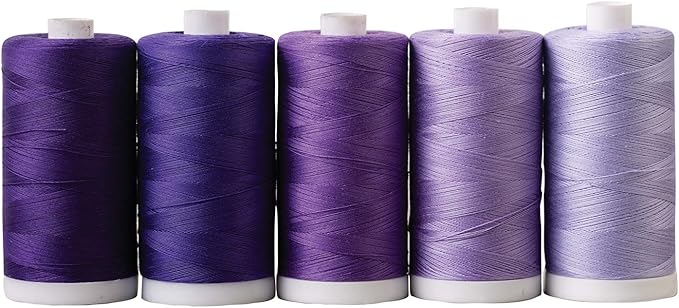 Connecting Threads 100% Cotton Thread Sets - 1200 Yard Spools (Set of 5 - Purple Persuasion)