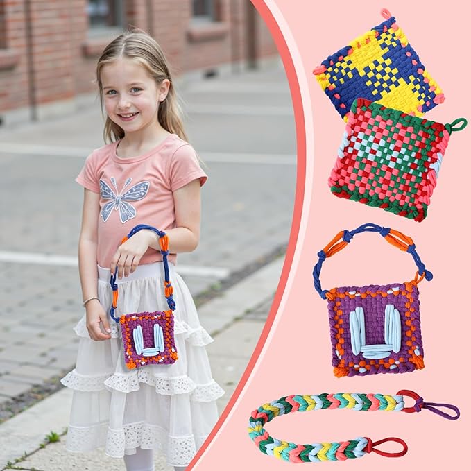 huoszpk 1000 pcs weaving loom loops with storage bag-10 color potholder 7 inch durable nylon diy crafts projects for rainbow loops flexible loom kit