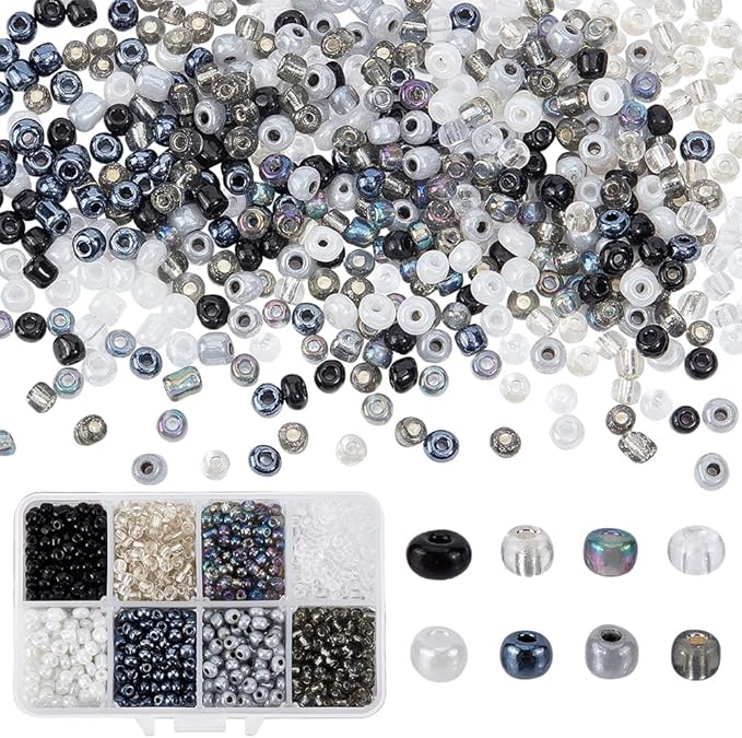 PH PandaHall 1840 Pcs 6/0 4mm 8 Colors Glass Seed Beads Lined Pony Bead Waist Beads Tiny Spacer Czech Beads for Earring Bracelet Necklace Key Chain Jewelry Making